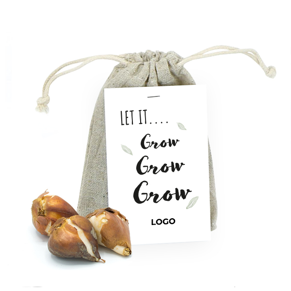 Linen bag with flower bulbs